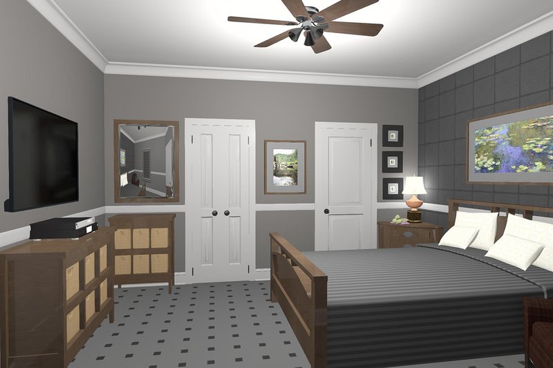 House Blueprint - Interior - Bedroom for Cottage House Plan #56-715 - 1 bed, 1 bath