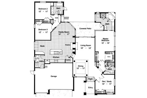 Floor Plan - Main Floor for European House Plan #417-259 - 4 bed, 3 bath