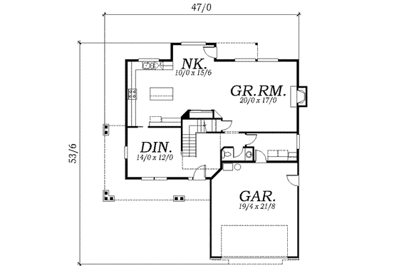 Floor Plan - Main Floor for Traditional House Plan #130-122 - 3 bed, 2.5 bath