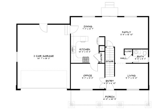 Floor Plan - Main Floor for Farmhouse House Plan #1060-441 - 3 bed, 2.5 bath