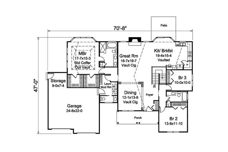 Architectural House Design - Floor Plan - Main Floor for Country House Plan #57-622 - 3 bed, 2.5 bath