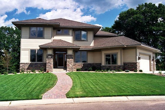 Exterior - Front Elevation for Prairie House Plan #51-297 - 3 bed, 2.5 bath