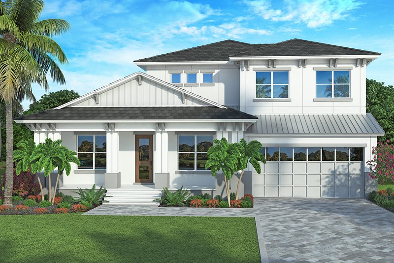 Architectural House Design - Exterior - Front Elevation 3 for Contemporary House Plan #938-92 - 4 bed, 4 bath