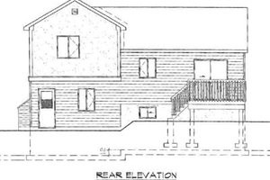 Exterior - Rear Elevation for Traditional House Plan #25-3001 - 2 bed, 1 bath