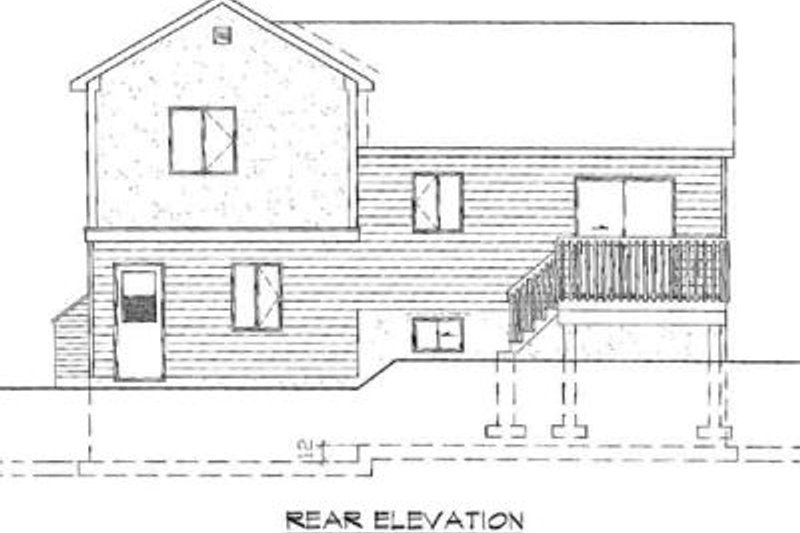 House Blueprint - Exterior - Rear Elevation for Traditional House Plan #25-3001 - 2 bed, 1 bath