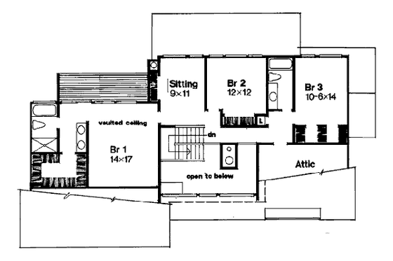 Floor Plan - Upper Floor for Modern House Plan #320-429 - 3 bed, 2.5 bath
