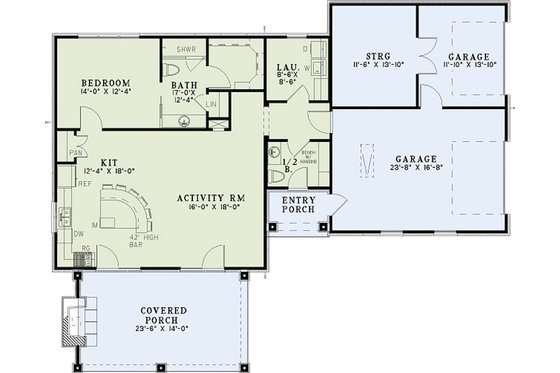 Floor Plan - Main Floor for European House Plan #17-2577 - 1 bed, 1.5 bath