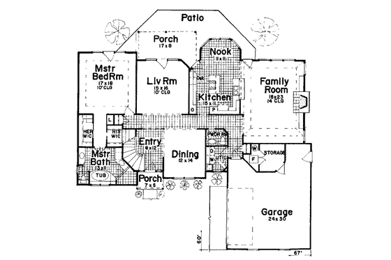 Floor Plan - Main Floor for European House Plan #52-151 - 4 bed, 3.5 bath