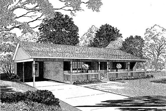 Exterior - Front Elevation 3 for Contemporary House Plan #17-2804 - 3 bed, 1.5 bath