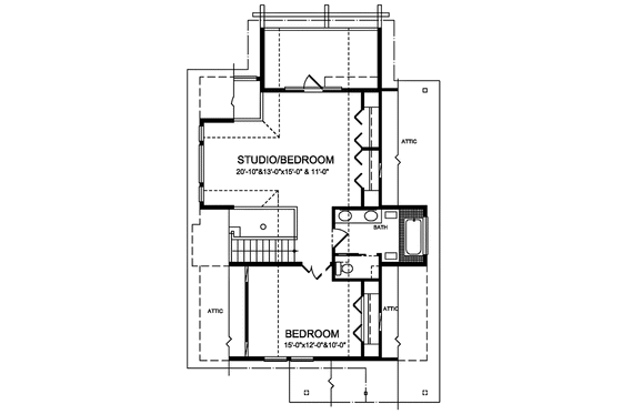 Floor Plan - Upper Floor for Cabin House Plan #118-150 - 3 bed, 2 bath