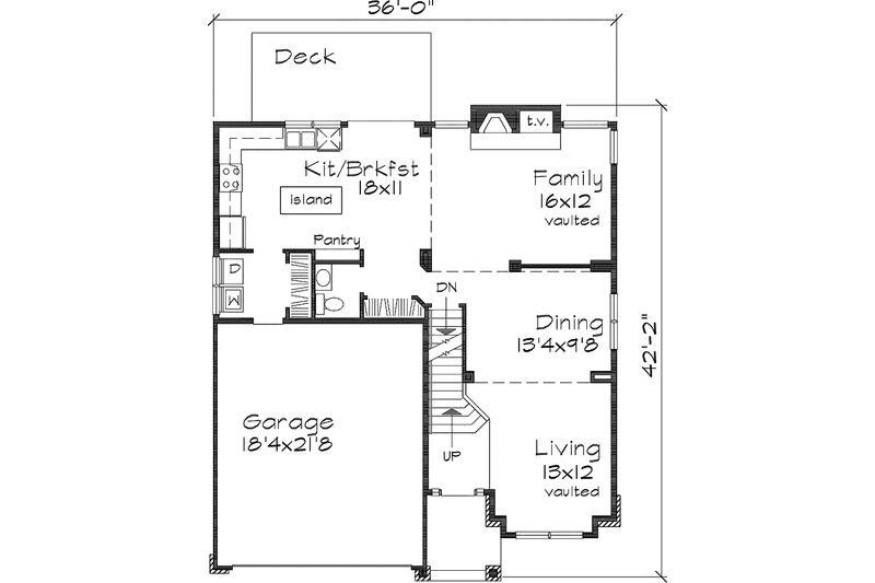 Home Plan - Floor Plan - Main Floor for Traditional House Plan #320-530 - 2 bed, 2.5 bath