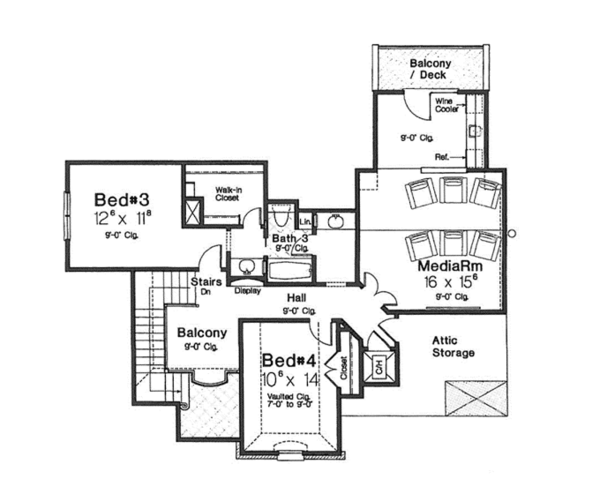 Architectural House Design - European Floor Plan - Upper Floor Plan #310-1276