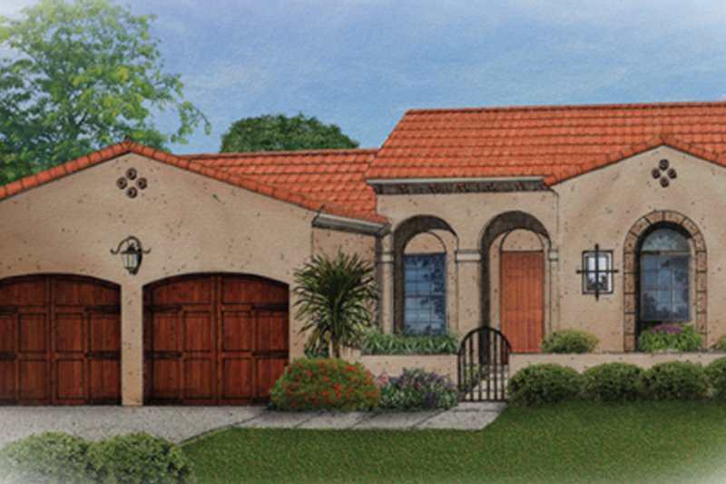 Home Plan - Exterior - Front Elevation 3 for Mediterranean House Plan #1058-4 - 3 bed, 2 bath