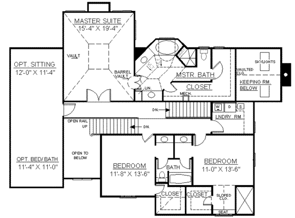 House Blueprint - European Floor Plan - Upper Floor Plan #119-110