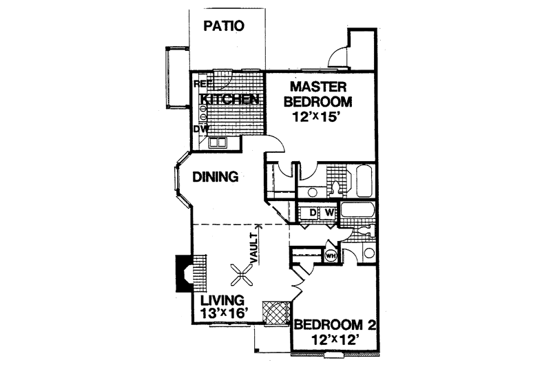 Dream House Plan - Floor Plan - Main Floor for Cottage House Plan #30-258 - 2 bed, 2 bath