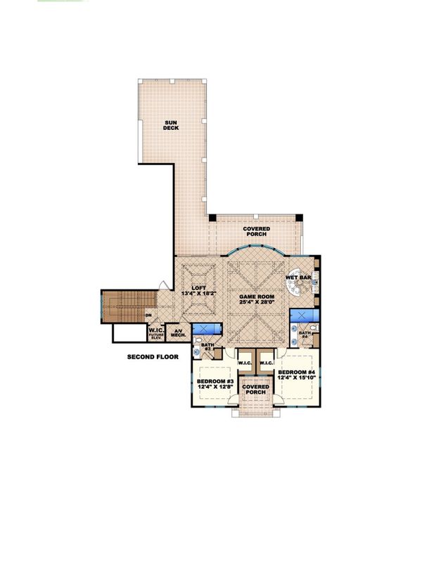Colonial Floor Plan - Upper Floor Plan #27-540