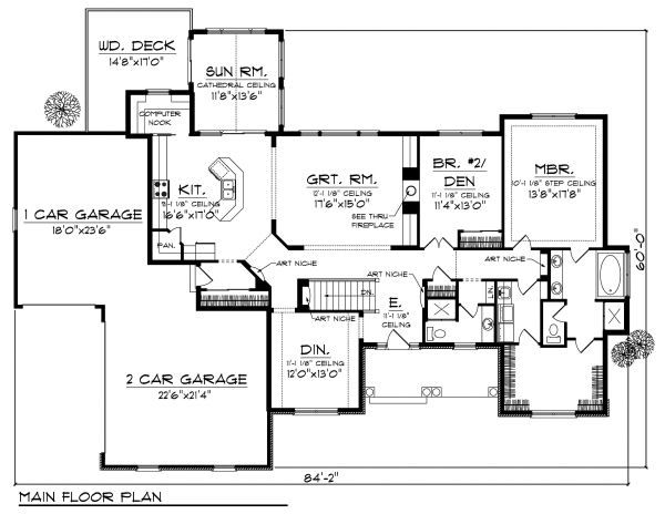 House Plan Design - Craftsman Floor Plan - Main Floor Plan #70-873