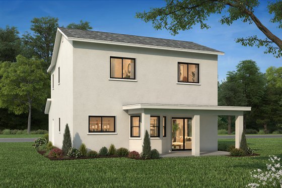 Exterior - Rear Elevation 1 for Mediterranean House Plan #1-292 - 3 bed, 2.5 bath