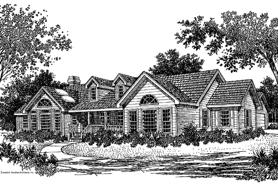 Exterior - Front Elevation 3 for Country House Plan #929-61 - 3 bed, 2 bath