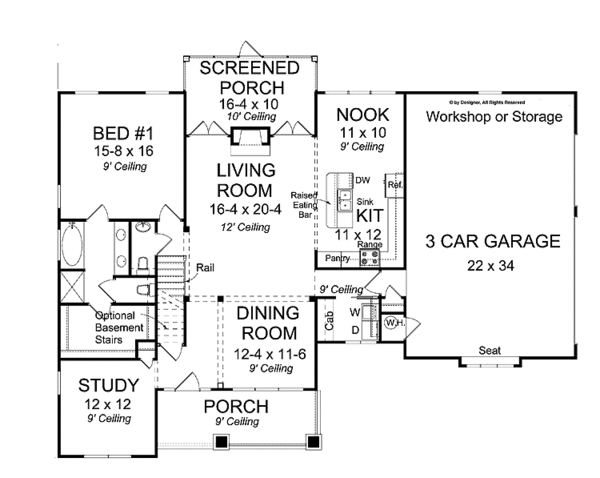 Architectural House Design - Traditional Floor Plan - Main Floor Plan #513-2126