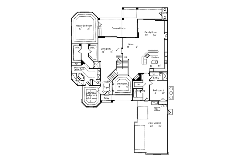 House Blueprint - Floor Plan - Main Floor for Mediterranean House Plan #417-571 - 4 bed, 3.5 bath