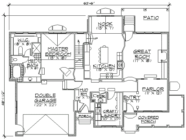 Country Floor Plan - Main Floor Plan #5-193