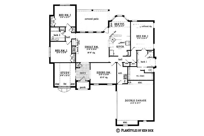 Dream House Plan - Floor Plan - Main Floor for Country House Plan #42-476 - 3 bed, 2 bath