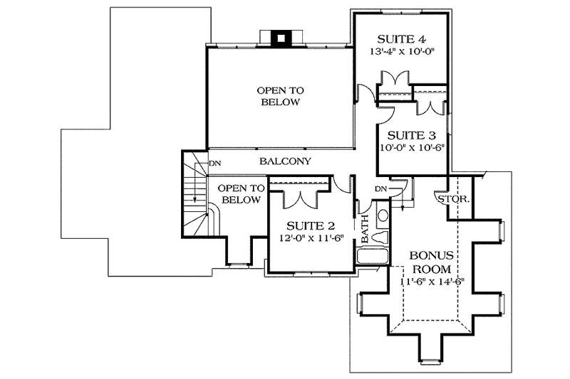 House Blueprint - Floor Plan - Upper Floor for Traditional House Plan #453-102 - 4 bed, 2.5 bath