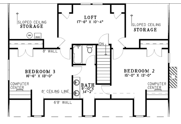 Architectural House Design - Country Floor Plan - Upper Floor Plan #17-3104