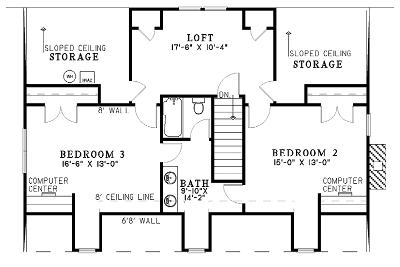 Home Plan - Floor Plan - Upper Floor for Country House Plan #17-3104 - 3 bed, 2.5 bath
