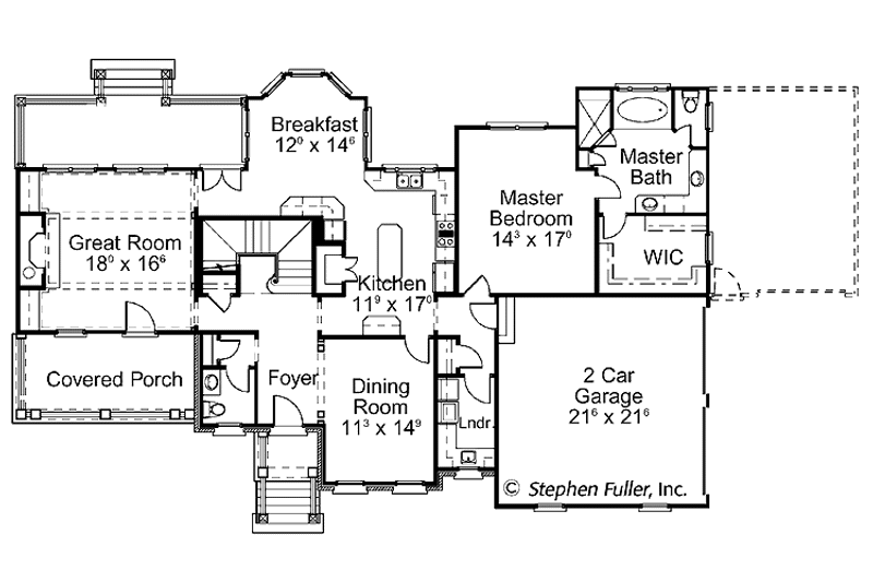Home Plan - Floor Plan - Main Floor for Colonial House Plan #429-394 - 4 bed, 3.5 bath