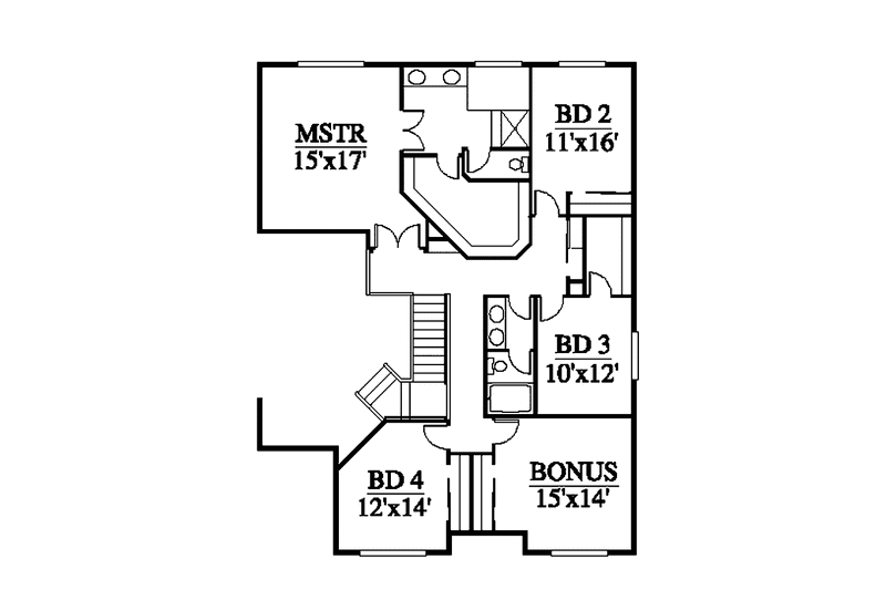 Home Plan - Floor Plan - Upper Floor for Contemporary House Plan #951-6 - 4 bed, 3.5 bath