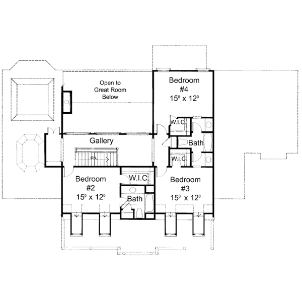 Architectural House Design - Classical Floor Plan - Upper Floor Plan #429-127