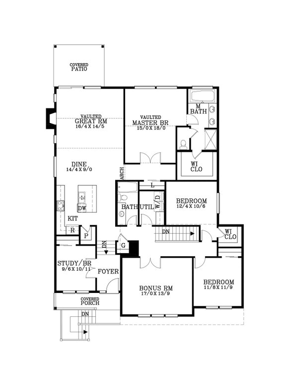 Craftsman Floor Plan - Main Floor Plan #53-685