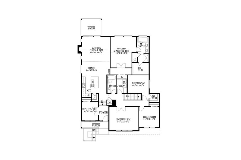 House Design - Floor Plan - Main Floor for Craftsman House Plan #53-685 - 4 bed, 2 bath
