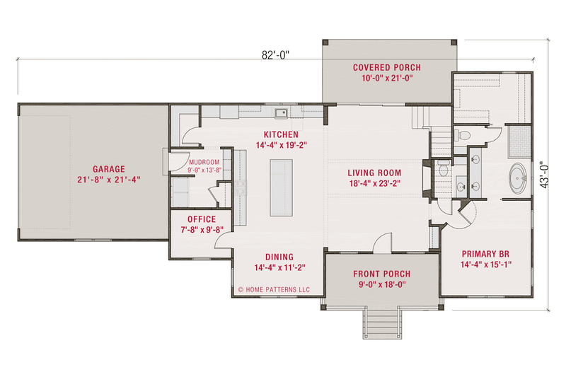 House Blueprint - Floor Plan - Main Floor for Farmhouse House Plan #461-118 - 5 bed, 3.5 bath