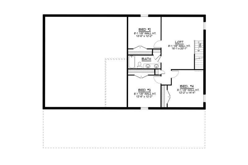 House Blueprint - Floor Plan - Upper Floor for Barndominium House Plan #1064-424 - 4 bed, 2.5 bath