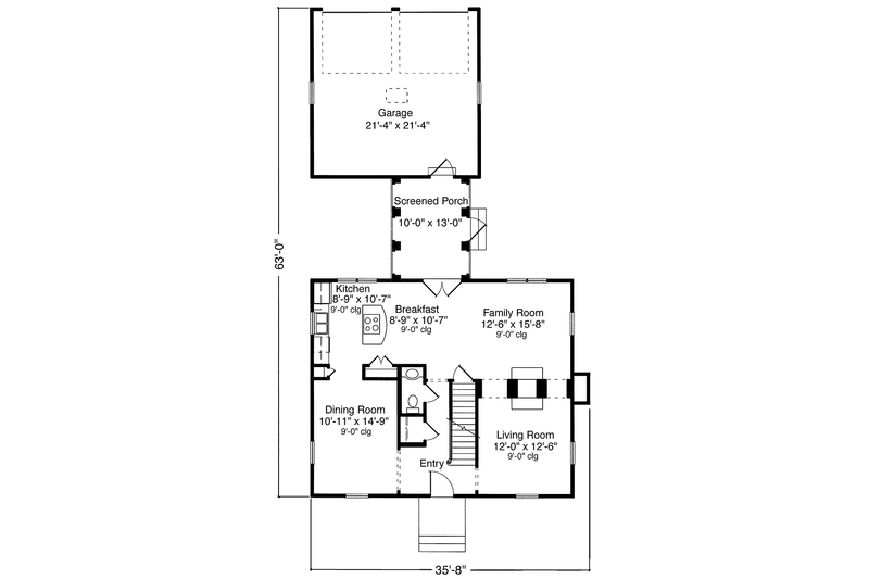 Dream House Plan - Floor Plan - Main Floor for Colonial House Plan #992-5 - 2 bed, 2.5 bath