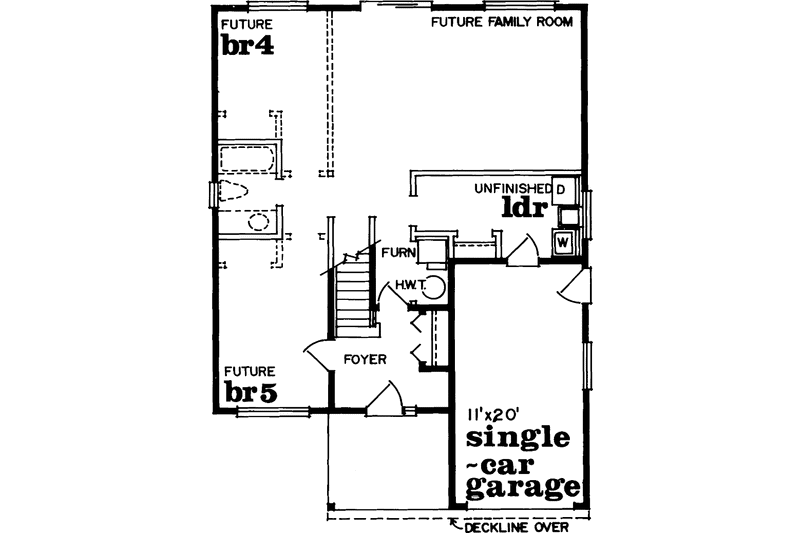 Architectural House Design - Floor Plan - Lower Floor for Craftsman House Plan #47-694 - 3 bed, 1.5 bath