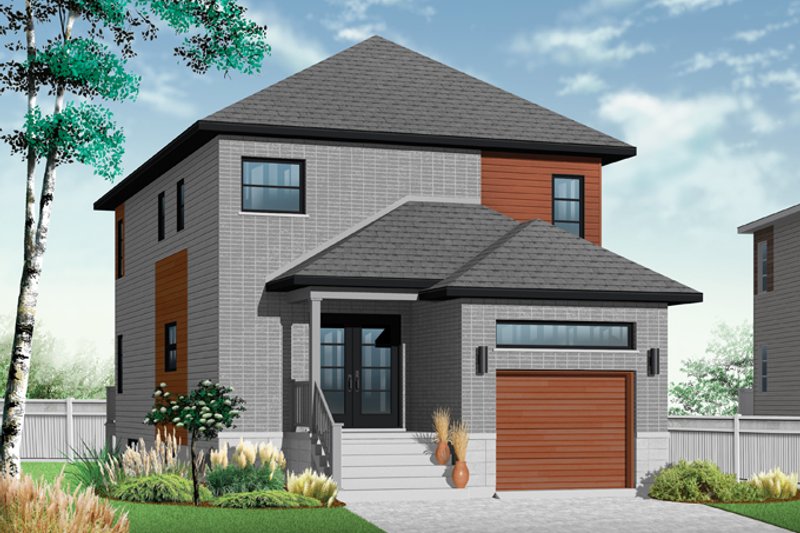 Architectural House Design - Exterior - Front Elevation 3 for Contemporary House Plan #23-2482 - 3 bed, 2.5 bath
