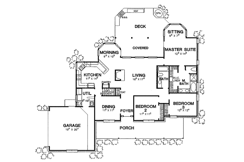 Dream House Plan - Floor Plan - Main Floor for Country House Plan #472-238 - 3 bed, 2 bath