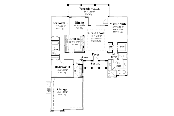 Floor Plan - Main Floor for Country House Plan #930-367 - 3 bed, 2 bath