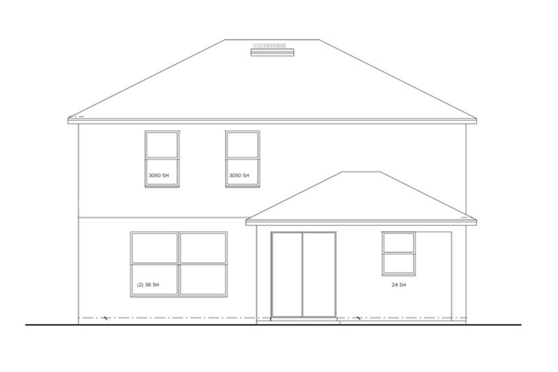 Home Plan - Exterior - Rear Elevation for Colonial House Plan #1058-23 - 4 bed, 2.5 bath