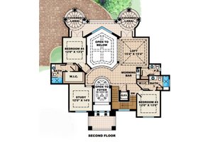 Floor Plan - Upper Floor for Mediterranean House Plan #27-392 - 5 bed, 5.5 bath