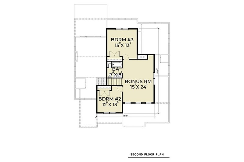 House Blueprint - Floor Plan - Upper Floor for Country House Plan #1070-48 - 3 bed, 2.5 bath