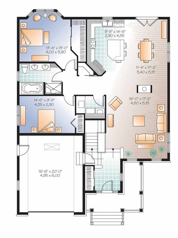 Architectural House Design - Traditional Floor Plan - Main Floor Plan #23-2525