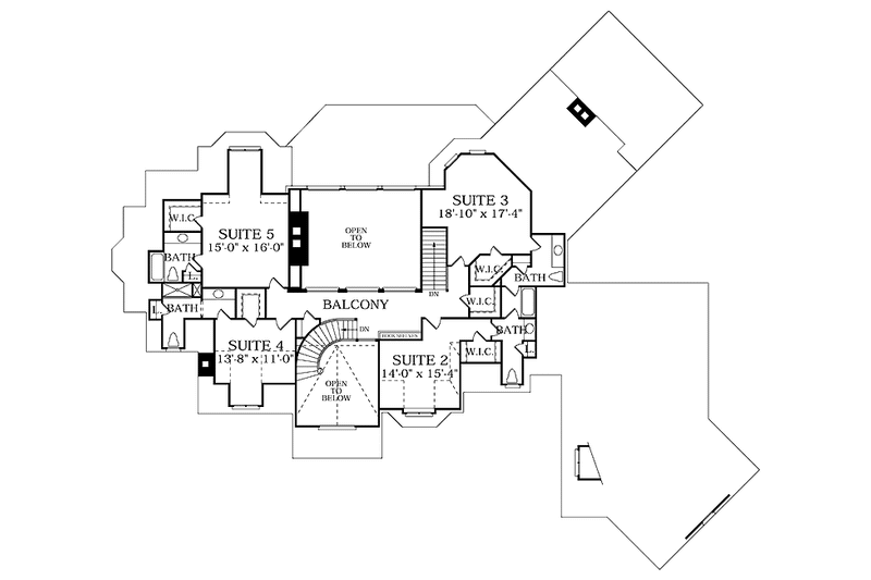 Dream House Plan - Floor Plan - Upper Floor for Country House Plan #453-367 - 6 bed, 5 bath