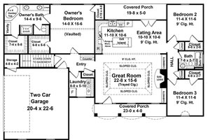 Floor Plan - Main Floor for Traditional House Plan #21-126 - 3 bed, 2 bath