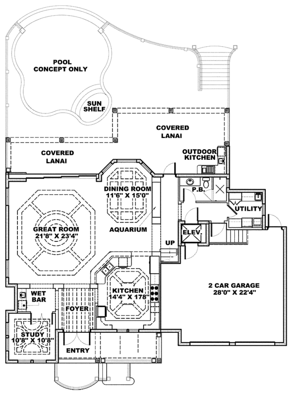 Architectural House Design - Mediterranean Floor Plan - Main Floor Plan #1017-136