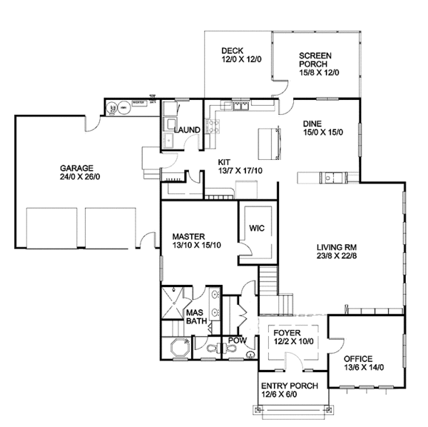 Architectural House Design - Country Floor Plan - Main Floor Plan #939-4
